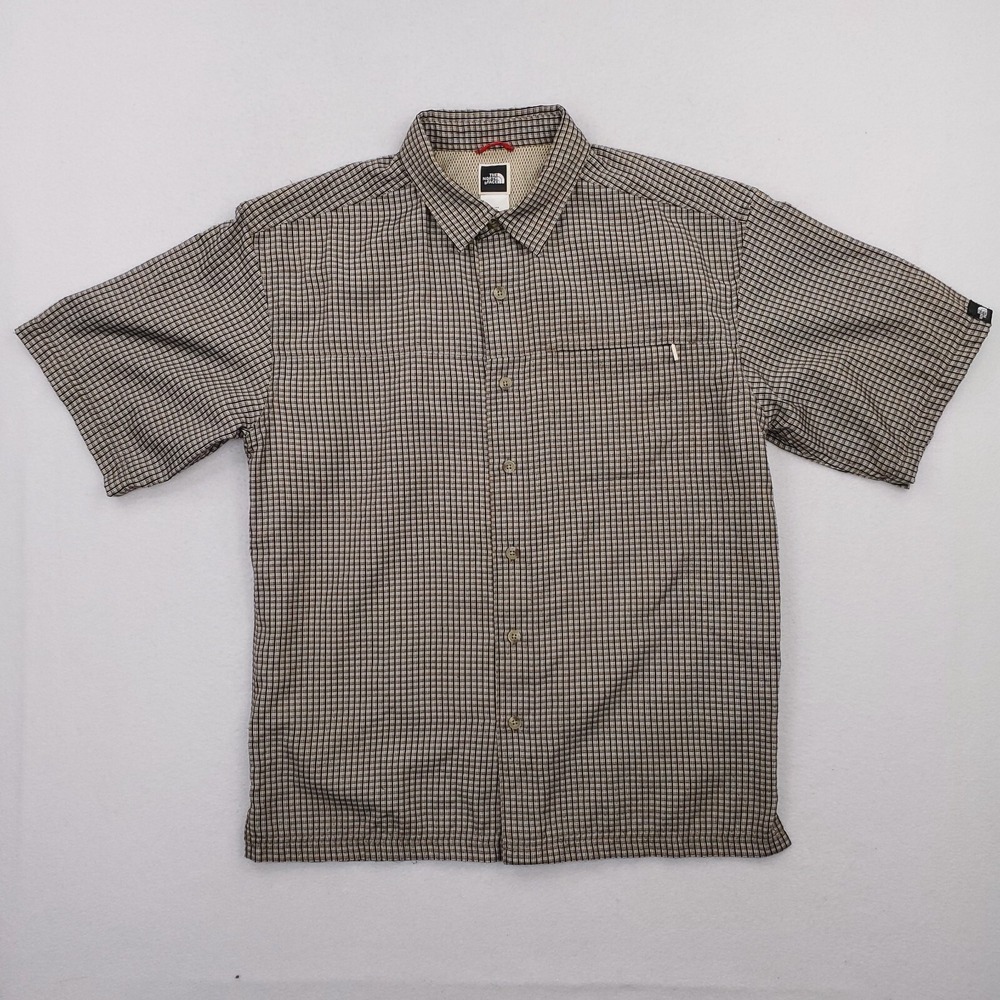 North Face Shirt‎ Mens Medium Brown Check Outdoor Preppy Button Front
